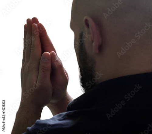 A Christian hand with open palm praying