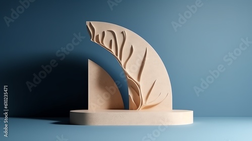 Podium Backdrop for E-commerce, Product Photography Beauty Cosmetic Fashion Wood Marble Leaves