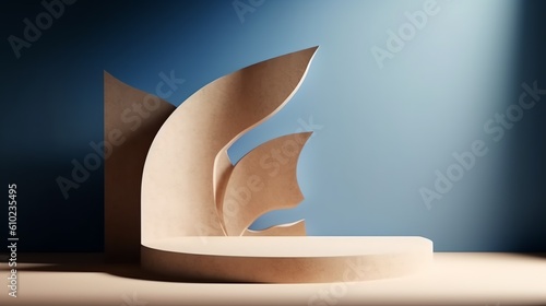 Podium Backdrop for E-commerce, Product Photography Beauty Cosmetic Fashion Wood Marble Leaves