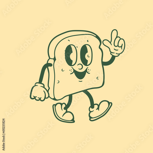 Vintage character design of sliced bread