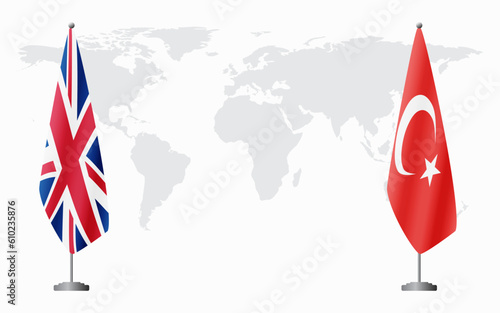 United Kingdom and Turkey flags for official meeting