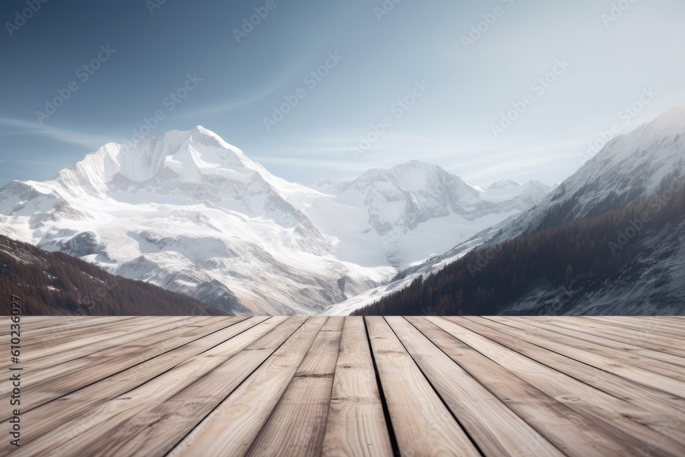 wooden board with mountain background wooden board with mountain background