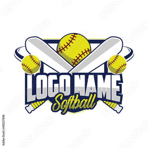Softball Club or Community Logo Badge on white background