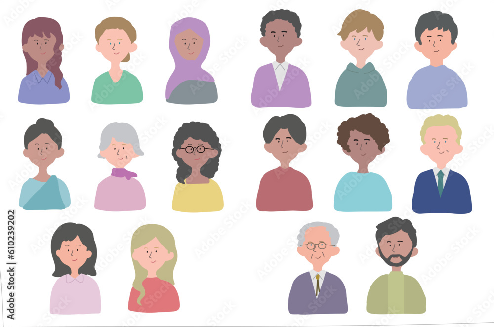 様々な国の人々のアイコンセット 様々な国の人々のアイコンセット