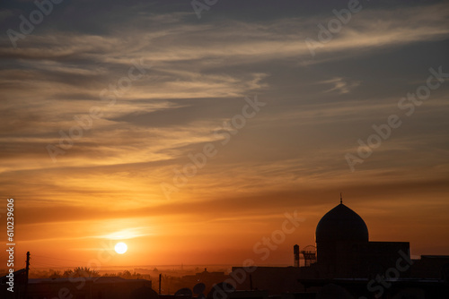 golden sky in a beautiful long evening