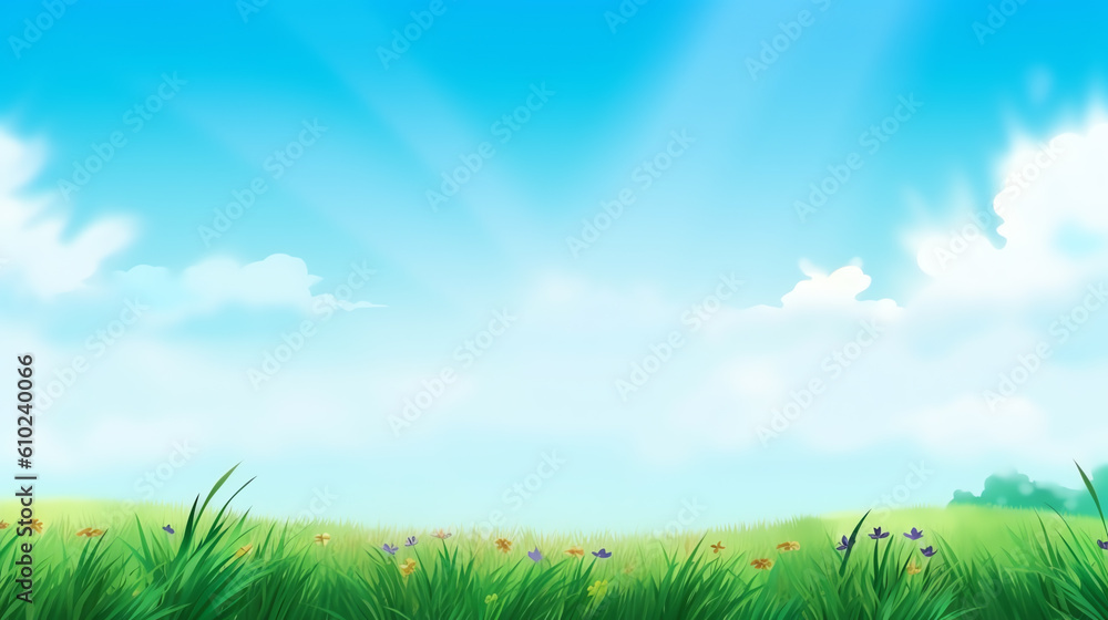 Obraz premium blue sky and grass background ai generative