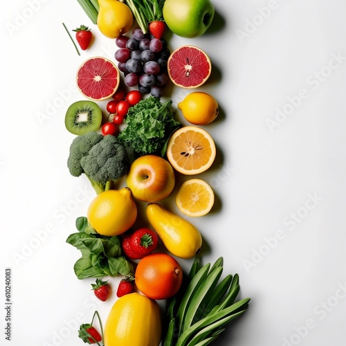 Healthy Food Fruits and Vegetables. Generative AI