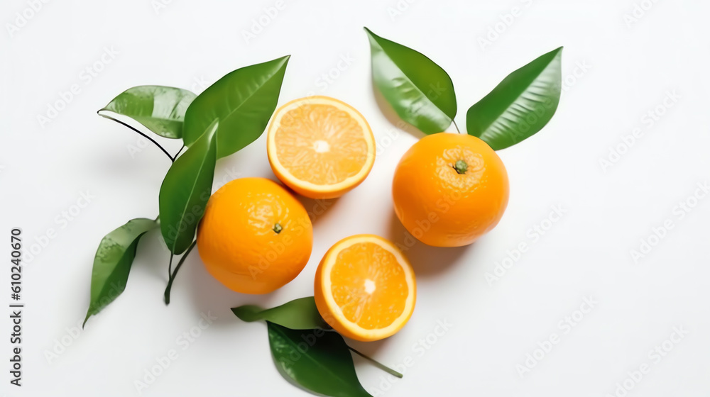 orange fruit with leaf in white background ai generative orange fruit with leaf in white background ai generative