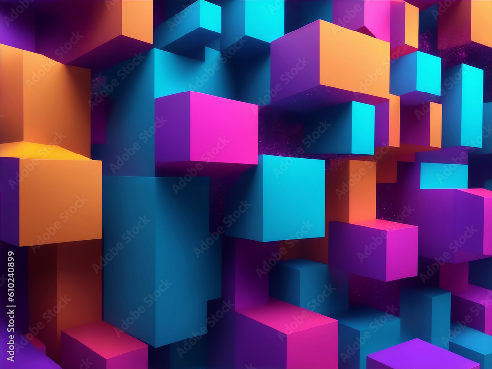 Obraz premium Colorful blocks gradient, Generative AI Illustration.