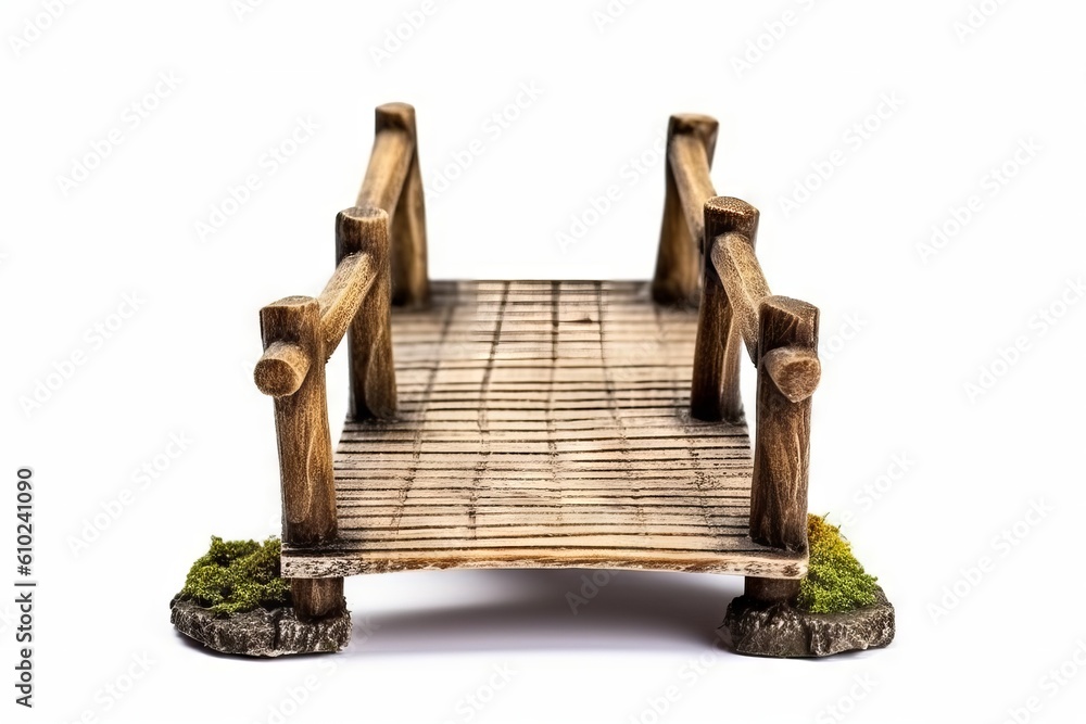 Fototapeta premium wooden bridge isolated on white background. Generative AI