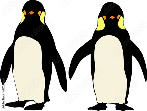 abstract twin penguin isolated on white photo