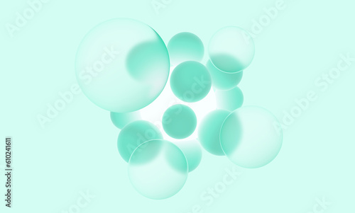 Abstract 3d glassmorphism background design with geometric spheres. Wallpaper, background for business presentations.