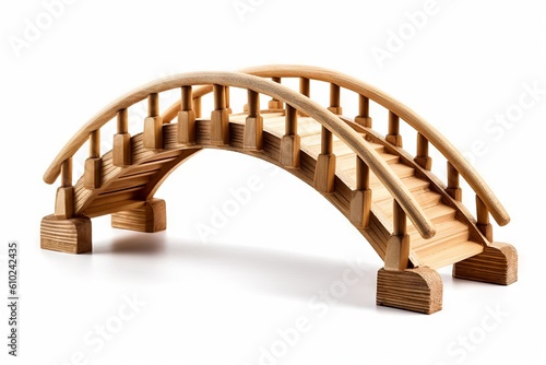 wooden bridge isolated on white background. Generative AI