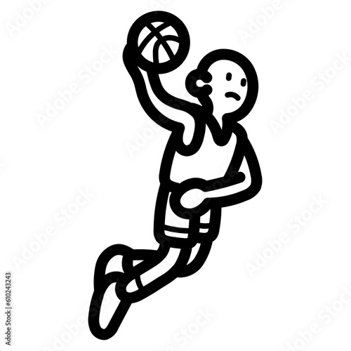 basketball player line icon style