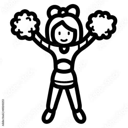 cheerleader line icon style
