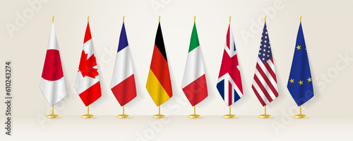 Meeting concept between Japan, Canada, France, Germany, Italy, UK, USA and EU.