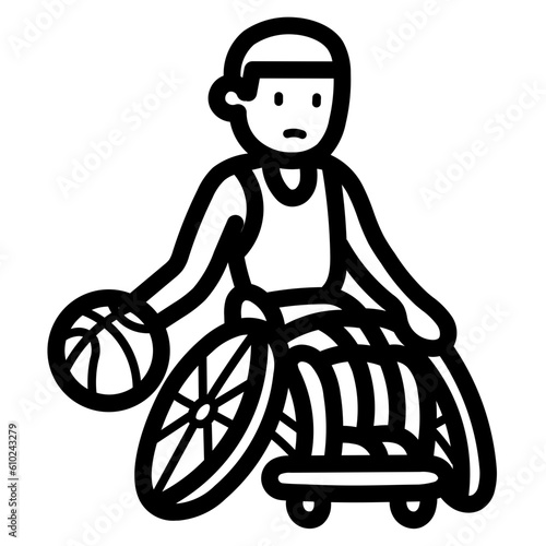 wheelchair basketball line icon style