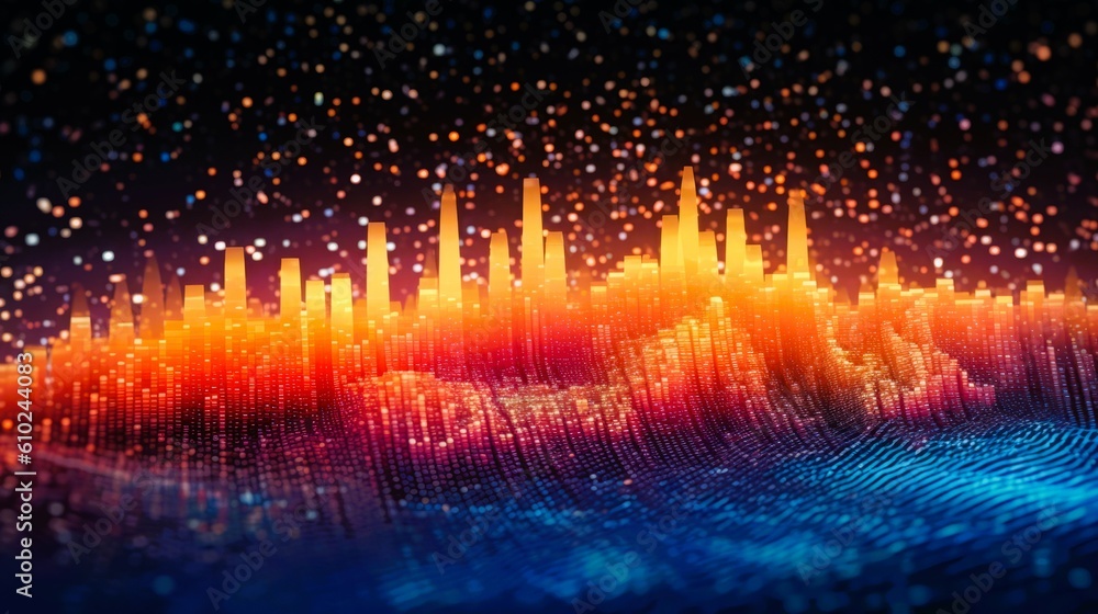 Fototapeta premium デジタルの波,Generative AI AI画像