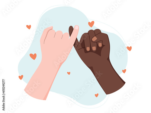Pinky promise hands gesturing. Concept of reconciliation of friends or lovers.
