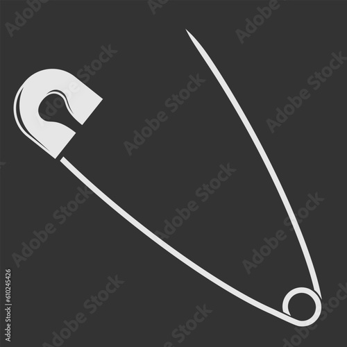 Safety pin isolated on dark background. Vector illustration