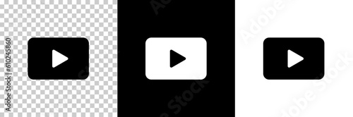 Play button icon. Easily editable line art icon on a transparent background. Multimedia player symbol. Tube sign vector stock illustration.
