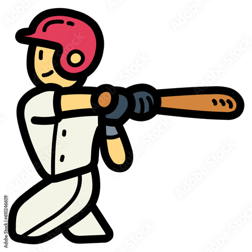baseball batter filled outline icon style