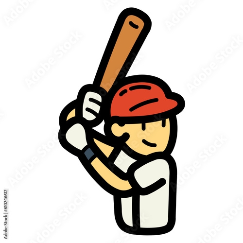 baseball batter filled outline icon style