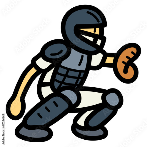 baseball catcher filled outline icon style