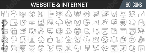 Website and internet line icons collection. Big UI icon set in a flat design. Thin outline icons pack. Vector illustration EPS10