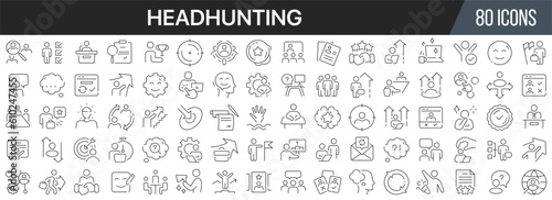 Headhunting line icons collection. Big UI icon set in a flat design. Thin outline icons pack. Vector illustration EPS10