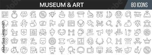 Museum and art line icons collection. Big UI icon set in a flat design. Thin outline icons pack. Vector illustration EPS10