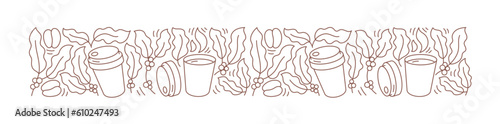 Coffee cup takeaway pattern. Coffea design element. Editable outline stroke. Vector line.