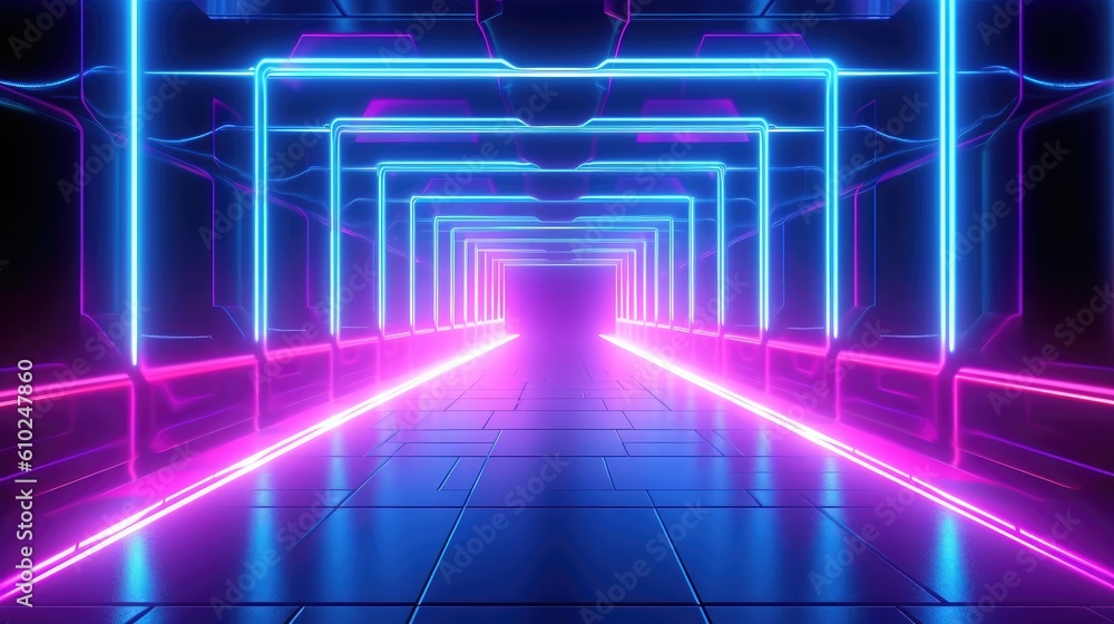 Electric blue and pink Neon Tunnel Electric blue and pink Neon Tunnel