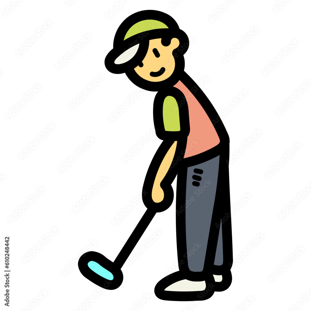 golfer filled outline icon style