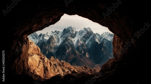 Mountain Scenery from Inside the Cave photo