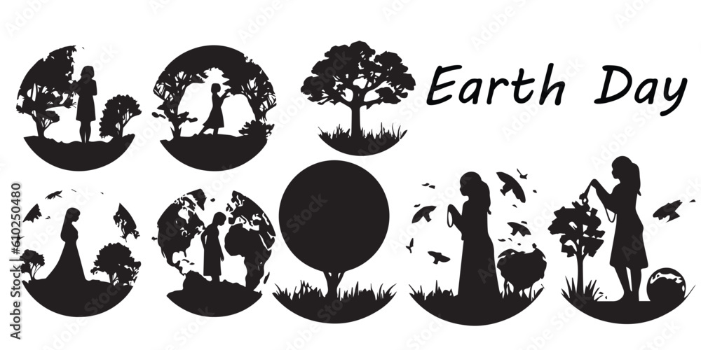 Obraz premium World Earth Day silhouette vector illustration