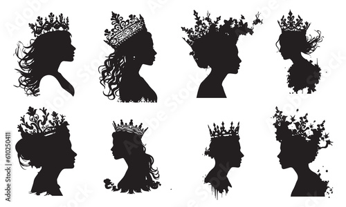 A set of queen with crown vector design