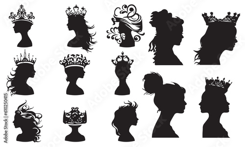 Black queen vector set on white background