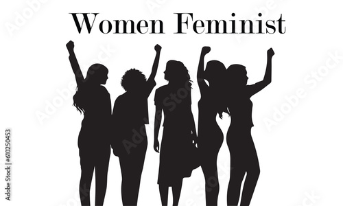 A set of Women Feminist vector illustration on white background