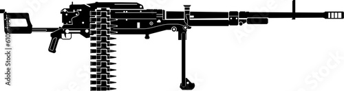 Black shape of Russian military KORD heavy machine gun, isolated vector image for military concepts, military infographic, series

