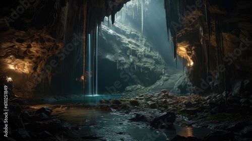  Serene Waterfall Nestled in the Heart of the Cave