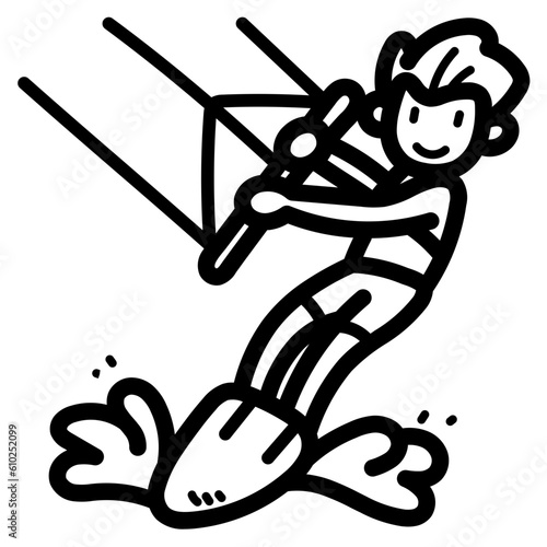 kitesurfing line icon style