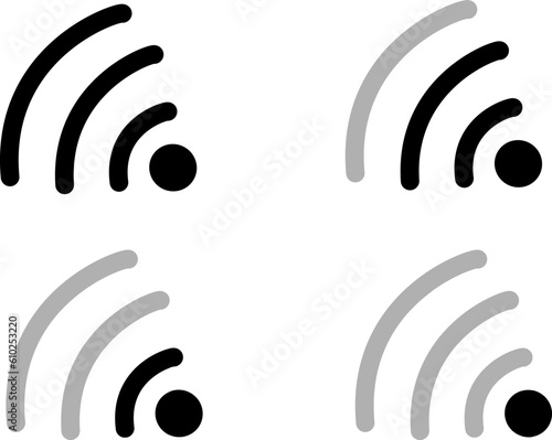 Wi-fi icon set. Wifi symbol. Wireless internet connection sign. Simple flat shape logo. Replaceable vector design
