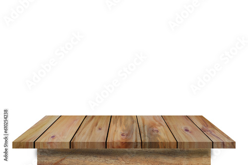 Close-up empty wooden plank table top on vintage style a furniture for decoration home
