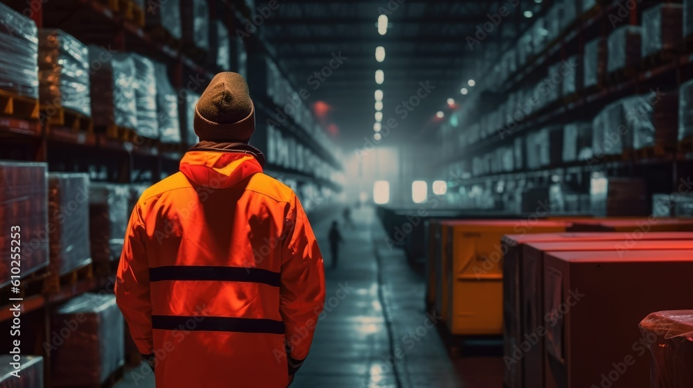 Worker inspecting incoming shipments in a storage warehouse