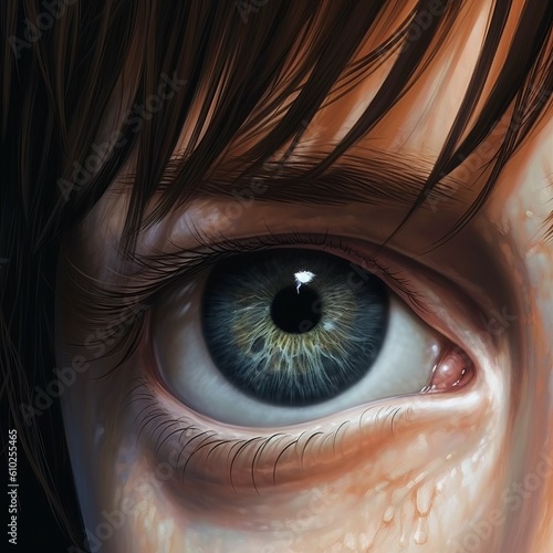 Illustration Of Sad Eye In Realist Detail By Heather Theurer And Jeff Lemire photo
