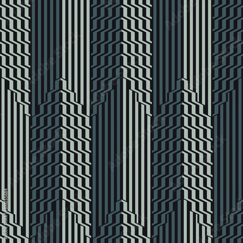 Black, Gray and Petrol Glitch Effect Textured Striped Pattern