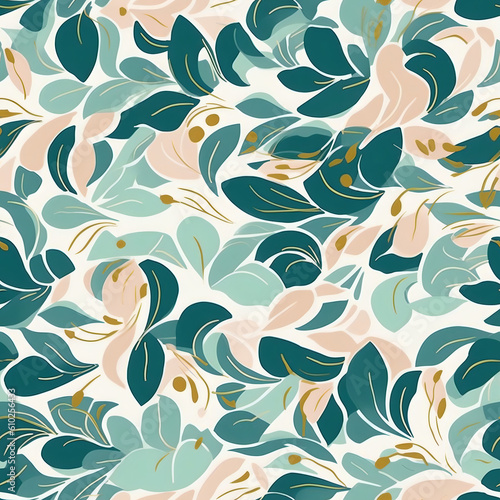 Vintage floral and leaf seamless pattern