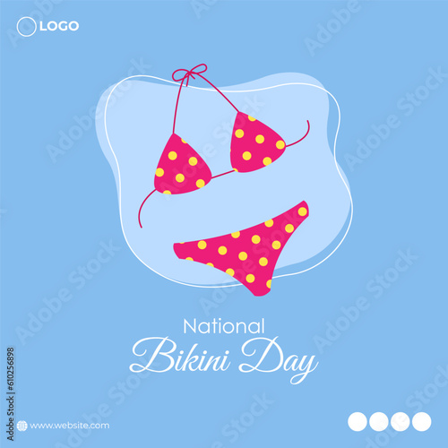 Vector illustration of National Bikini Day social media story feed mockup template