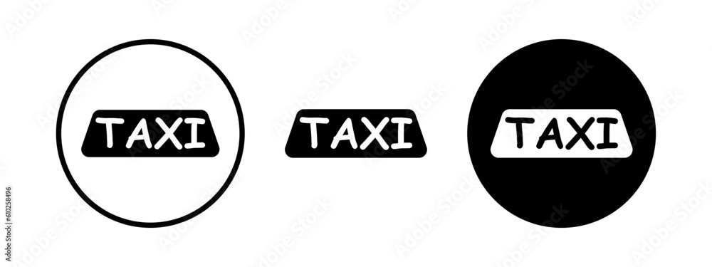Taxi sing design for any purposes. Black button taxi icon.